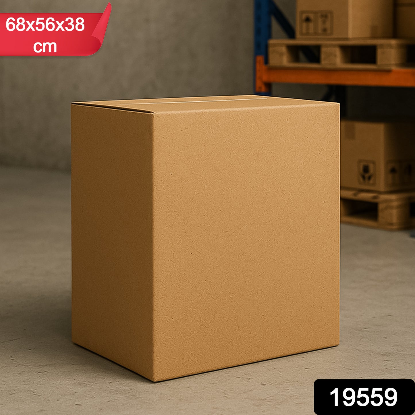 Heavy-duty brown packing box by Wukusy, 68x56x38cm, ideal for product packaging and home improvement storage.