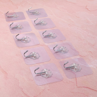 Set of 10 Wukusy heavy-duty flower adhesive wall hooks for home improvement, suitable for hanging lightweight items indoors.