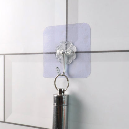 Set of 10 heavy-duty Wukusy flower adhesive wall hooks for home improvement, ideal for hanging lightweight items securely.