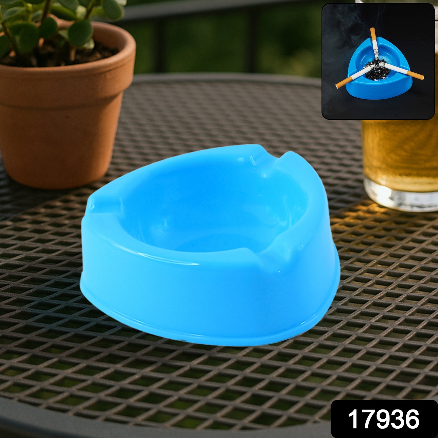 Heavy duty plastic ashtray in mixed colors by Wukusy, durable outdoor home improvement ashtray with a sturdy design.