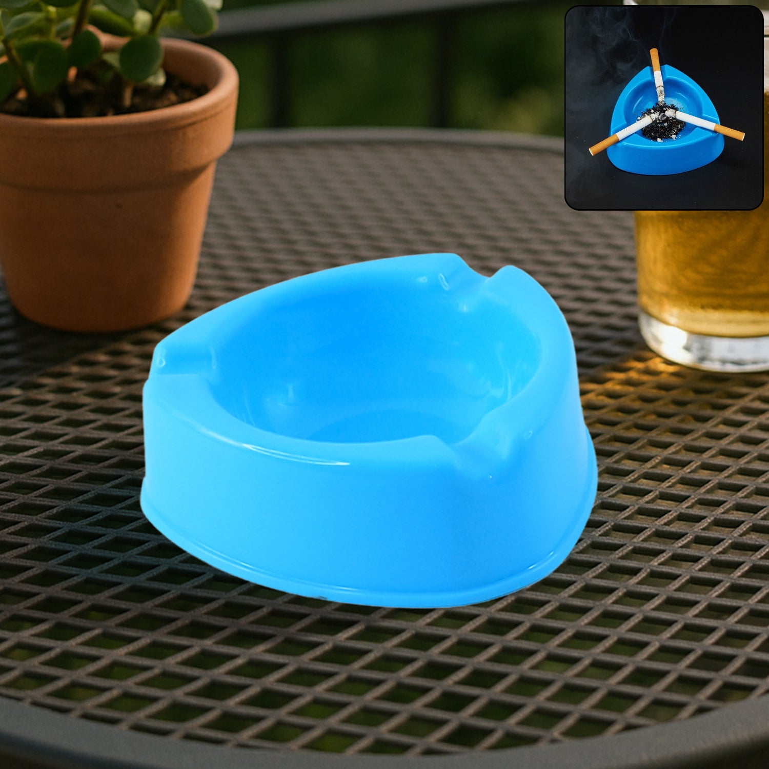 Heavy duty plastic ashtray in mixed colors by Wukusy, designed for durable use in home improvement settings.