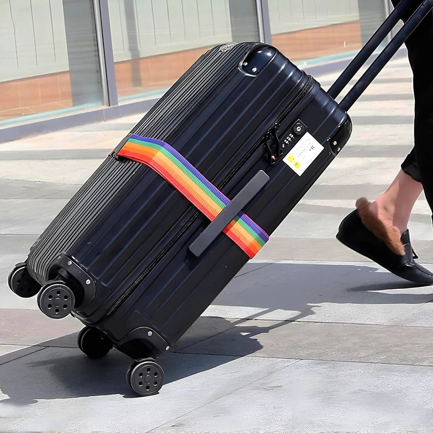 Heavy-duty rainbow webbing with 3-digit code lock from Wukusy, used for home improvement and securing items.