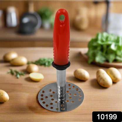 Wukusy high-grade stainless steel potato masher with plastic handle, ideal for pav bhaji and home cooking.