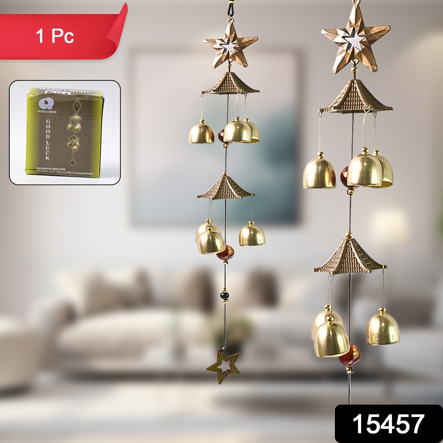 Wukusy outdoor hanging wind chimes for home decor, featuring metal tubes and a wooden top for outdoor garden or porch decoration.