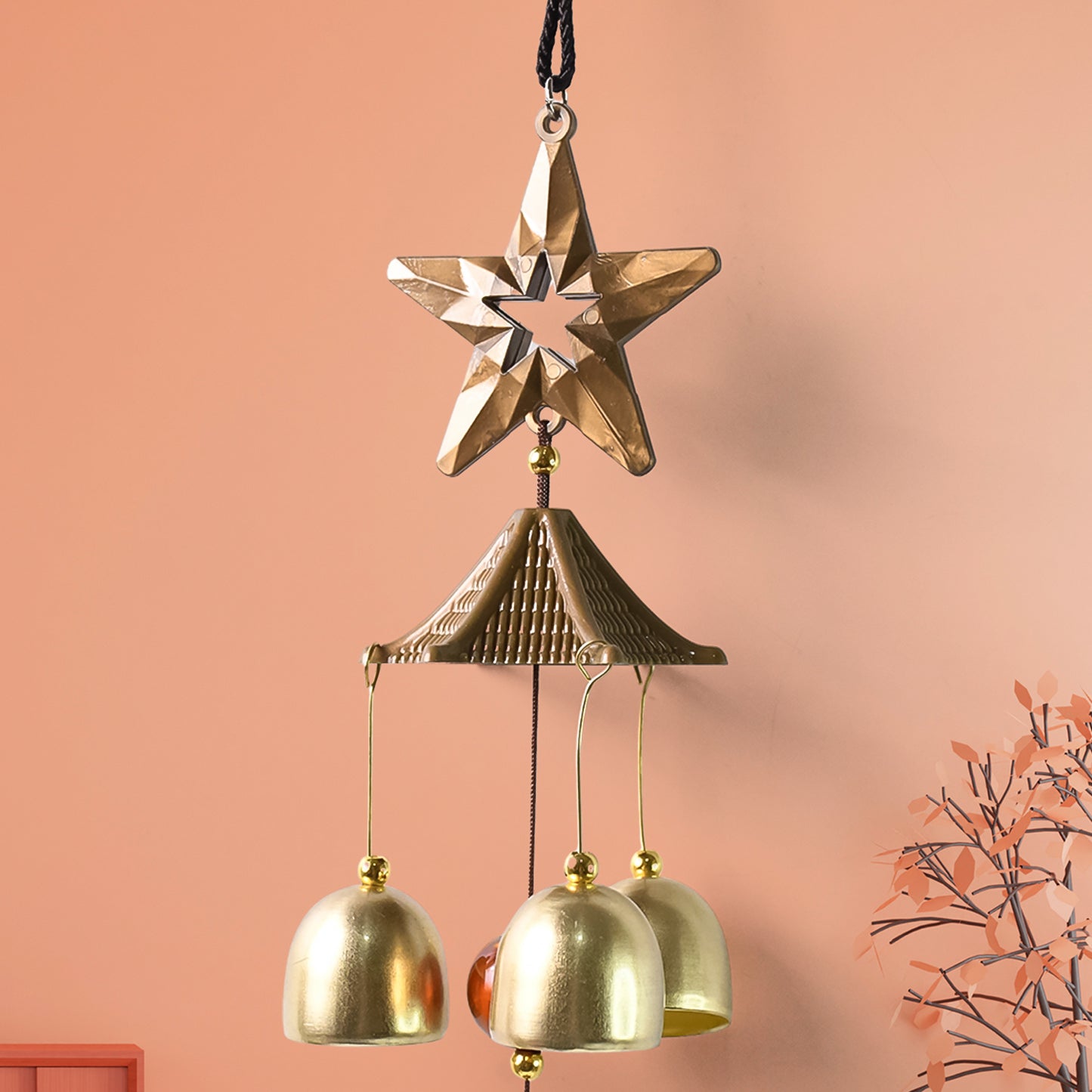 Wukusy outdoor hanging wind chimes for home decor, featuring metal tubes with a rustic design, ideal for outdoor decoration.