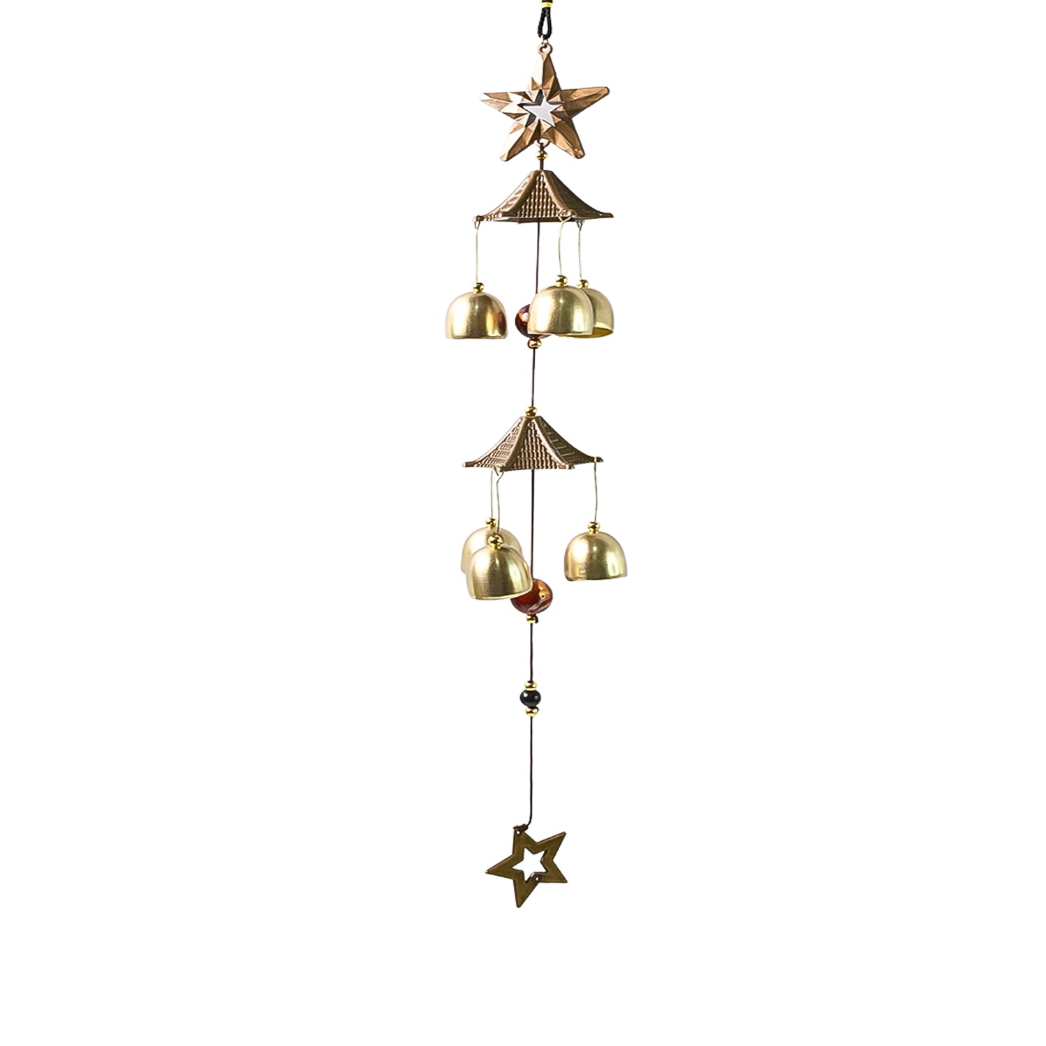 Wukusy outdoor hanging wind chimes for home decor, featuring metal tubes and decorative elements, ideal for outdoor decoration.