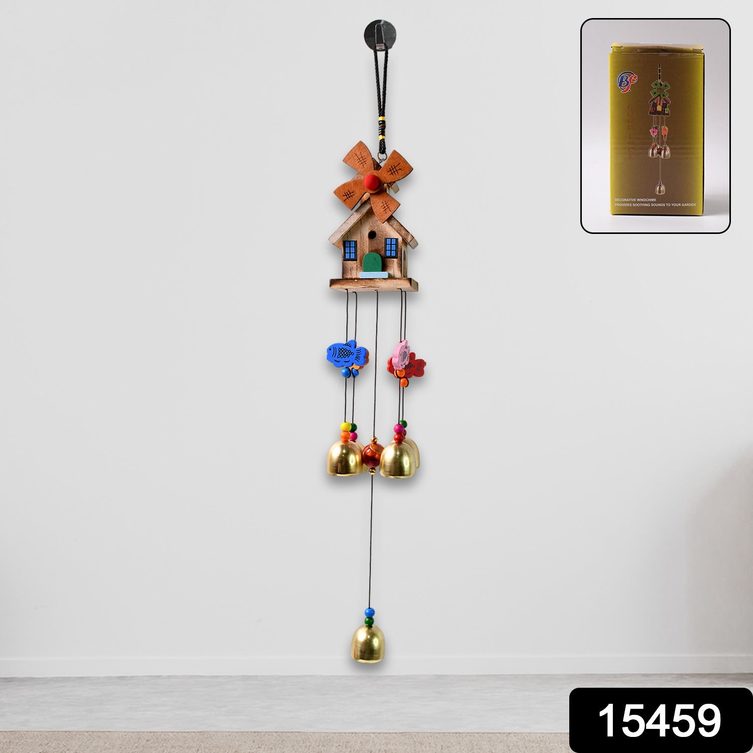 Wukusy outdoor hanging wind chimes for home decor, featuring metal tubes and a decorative top, ideal for outdoor decoration.