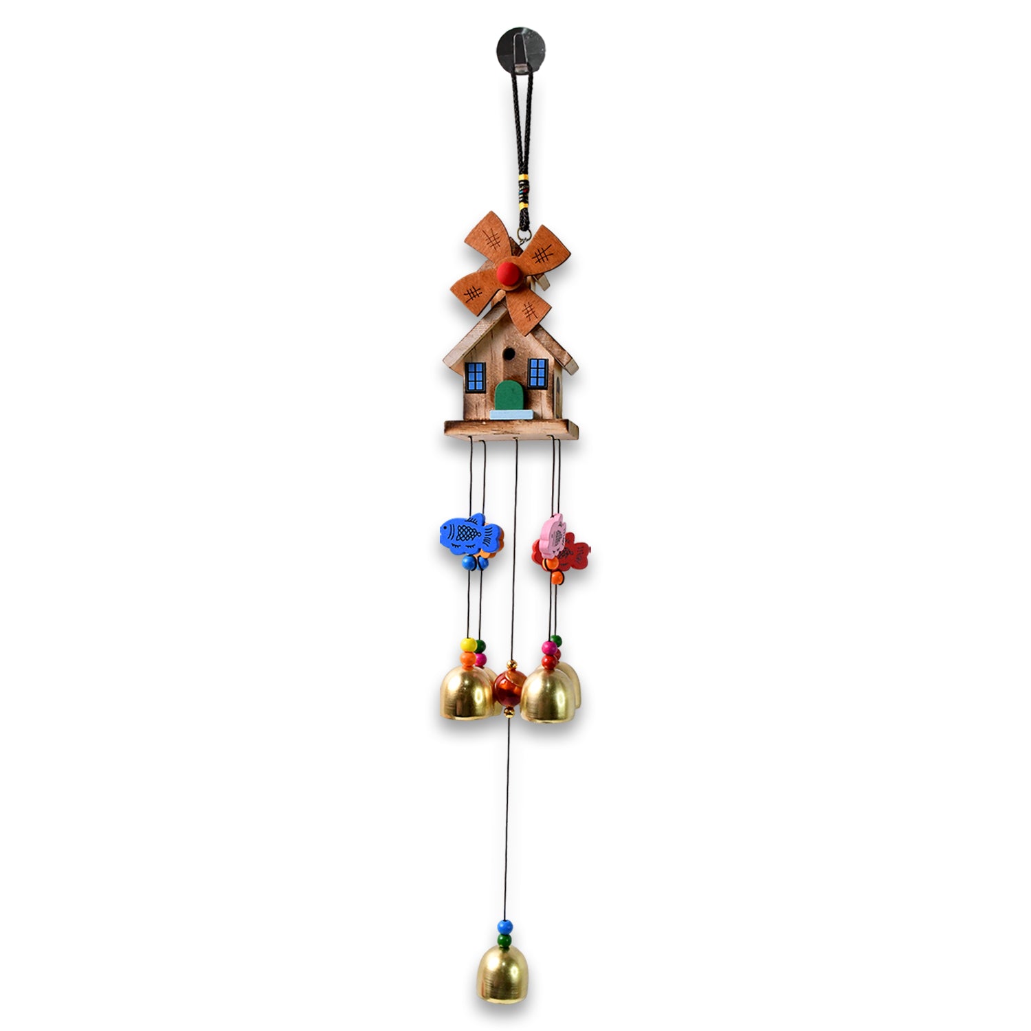 Wukusy outdoor hanging wind chimes for home decor, featuring metal tubes and decorative elements, ideal for outdoor decoration.