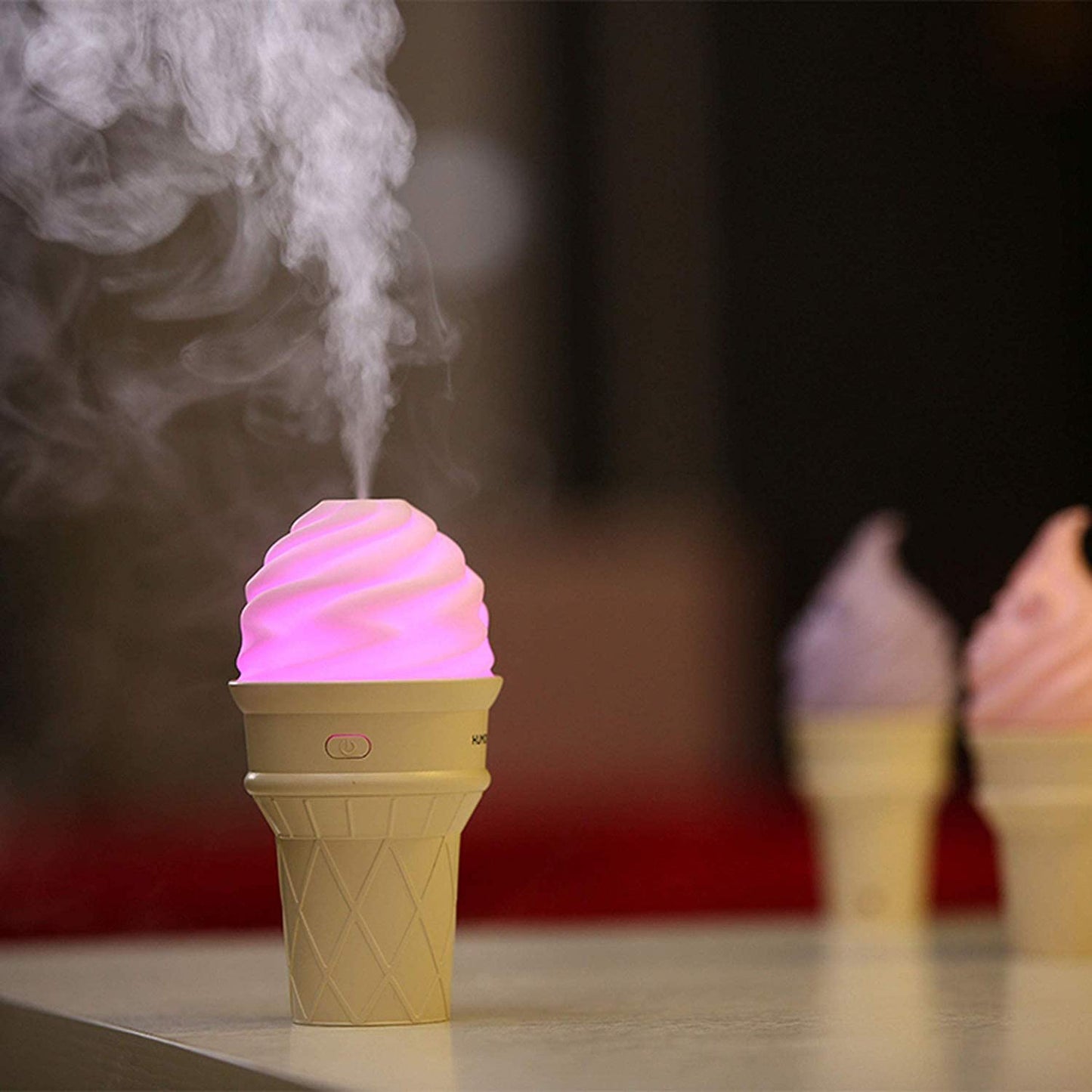 Pink ice cream cone-shaped air freshener humidifier from Wukusy, designed for home improvement and air freshening.