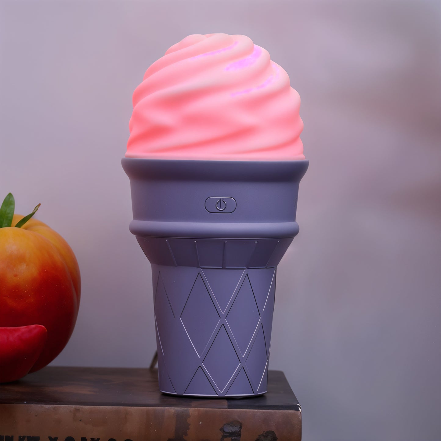 Purple ice cream cone-shaped air freshener humidifier by Wukusy, designed for home improvement and air aroma enhancement.