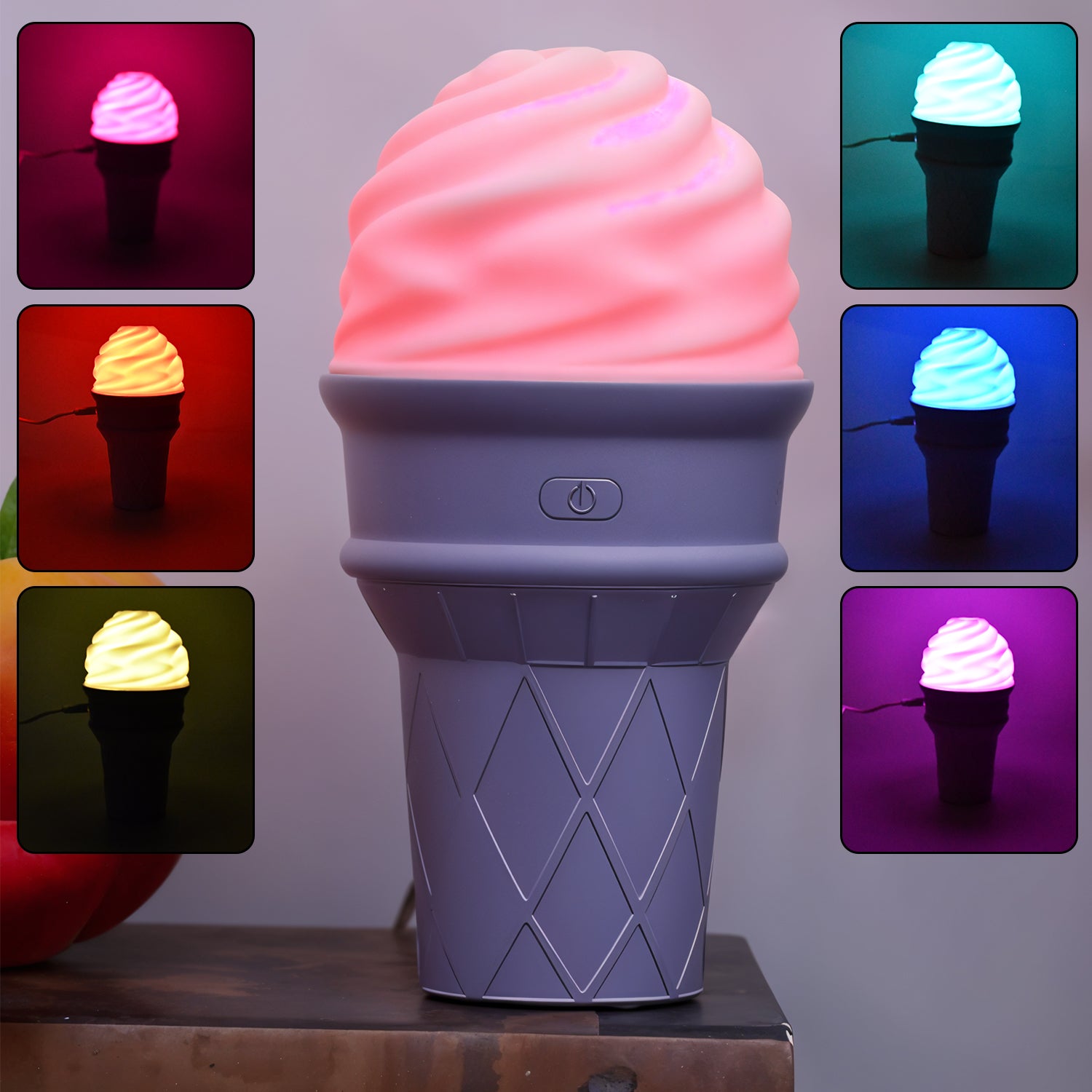 Purple ice cream cone-shaped air freshener humidifier by Wukusy, designed for home improvement and air quality enhancement.