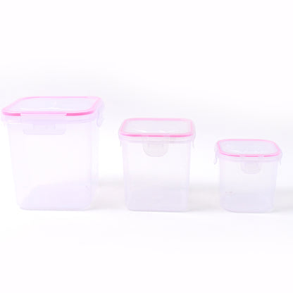 Wukusy 3-piece kitchen storage container set with 1500ml, 1000ml, and 500ml clear plastic jars for food organization