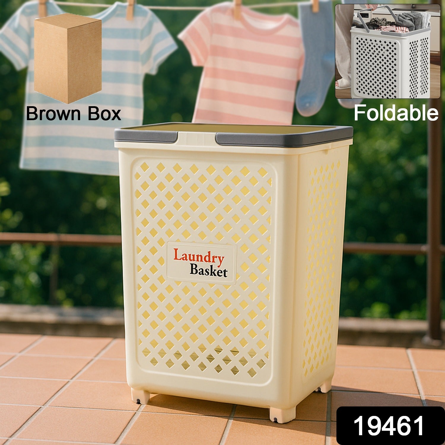 Large foldable laundry basket with wheels by Wukusy, ideal for home improvement and easy laundry transport.