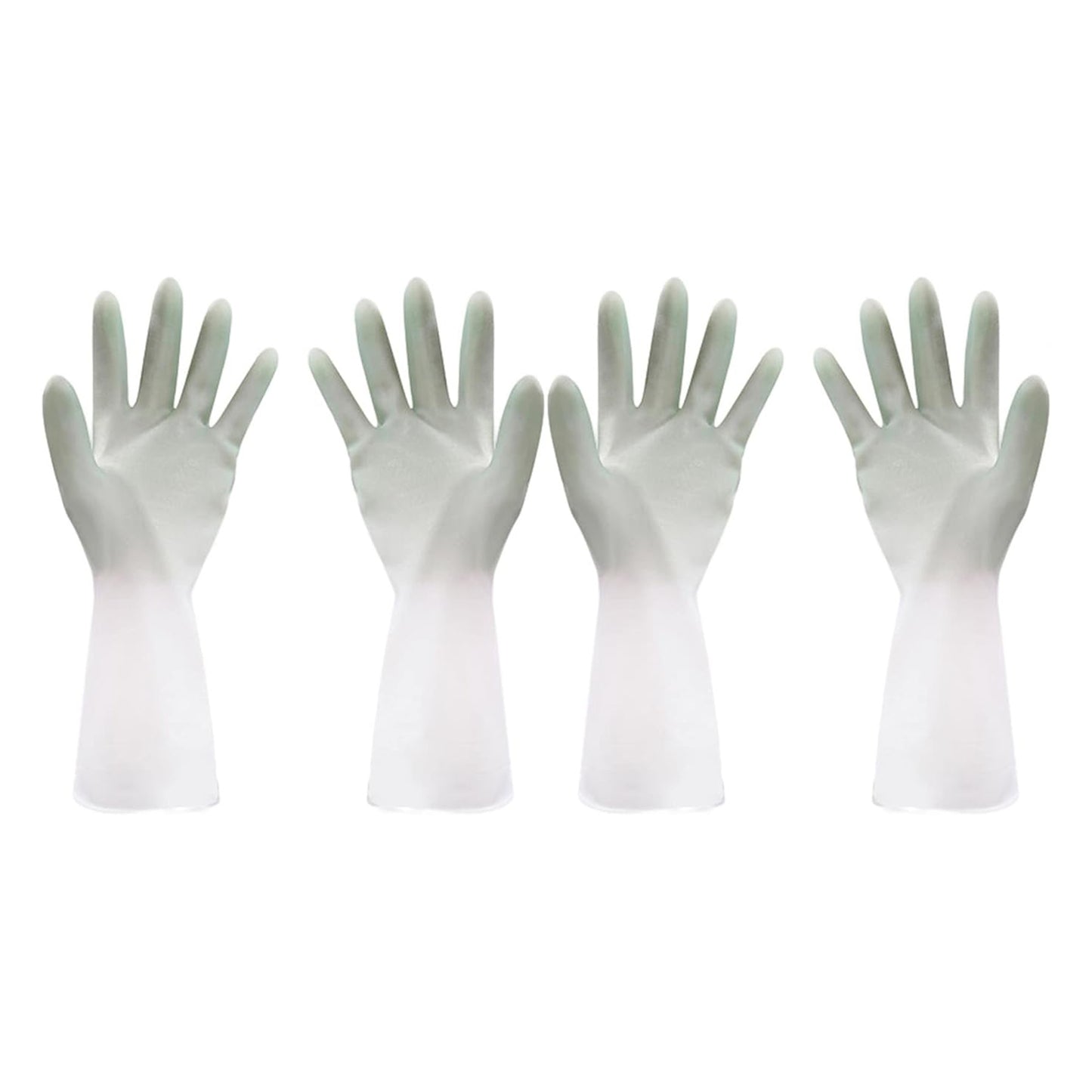 Two pairs of Wukusy latex household gloves in mixed colors for home improvement tasks, shown in the image.