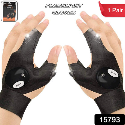 Wukusy LED flashlight gloves for men, pair of hand gloves with built-in lights, ideal for home improvement tasks and nighttime work.