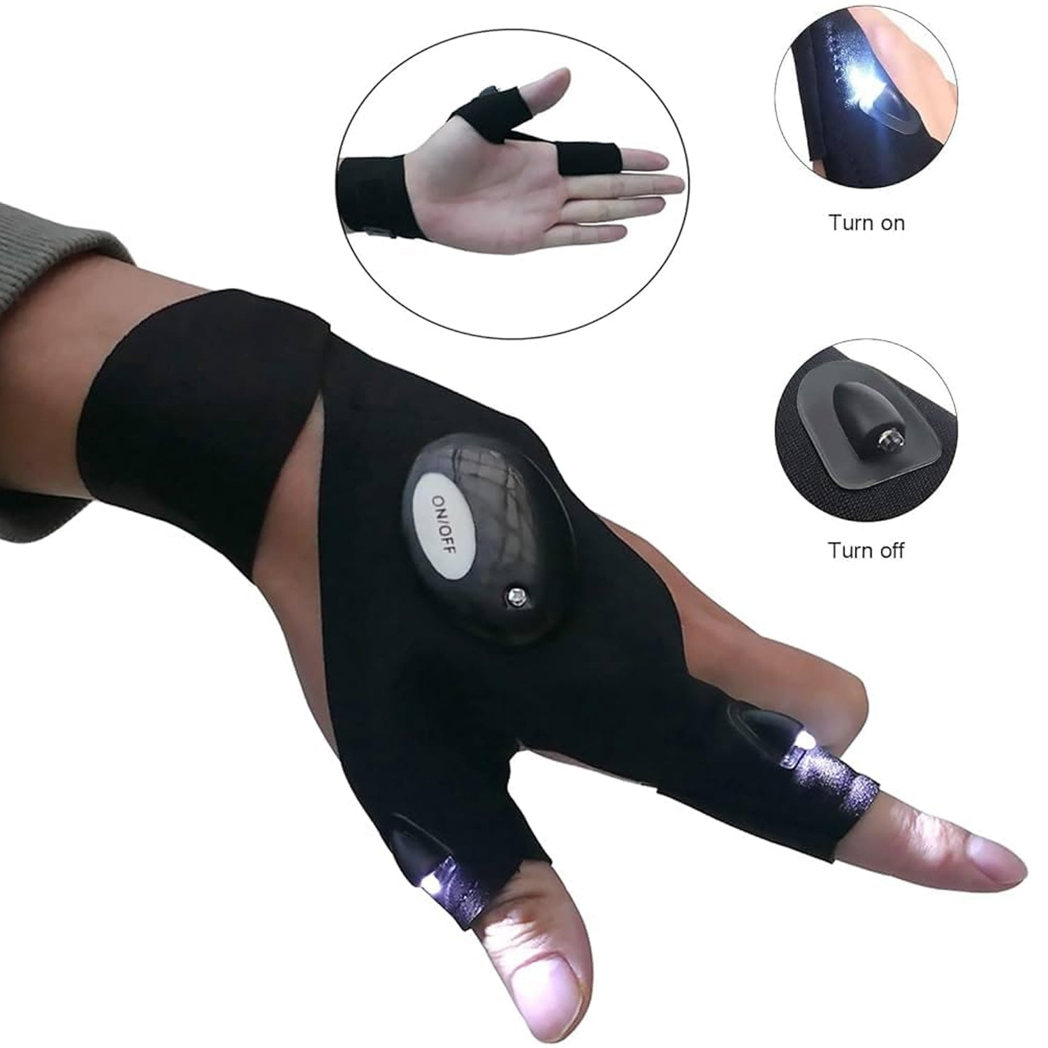 Wukusy LED flashlight gloves for men, pair of hand gloves with built-in lights for home improvement tasks.