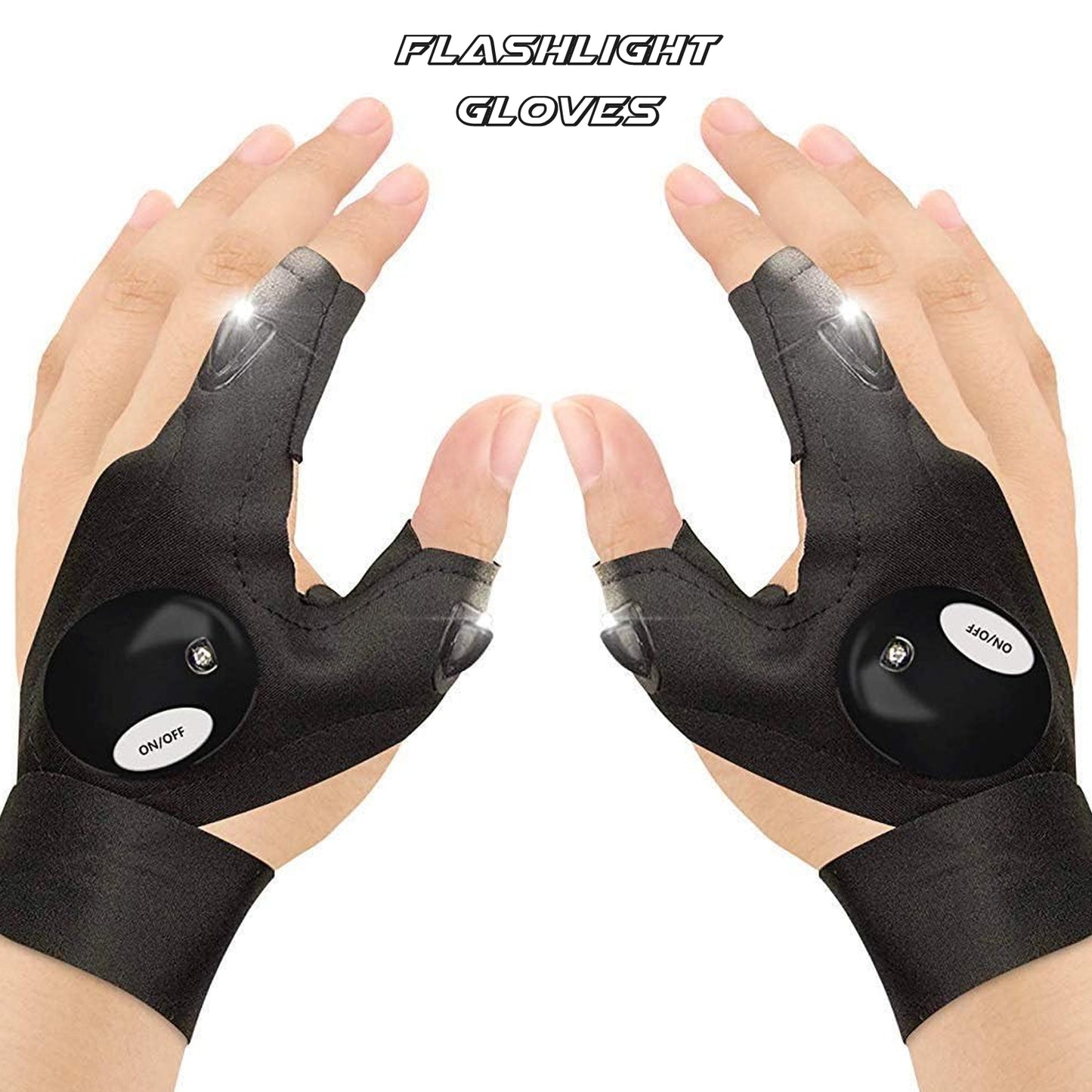 Wukusy LED flashlight gloves for men, pair of hand gloves with built-in lights for home improvement tasks.