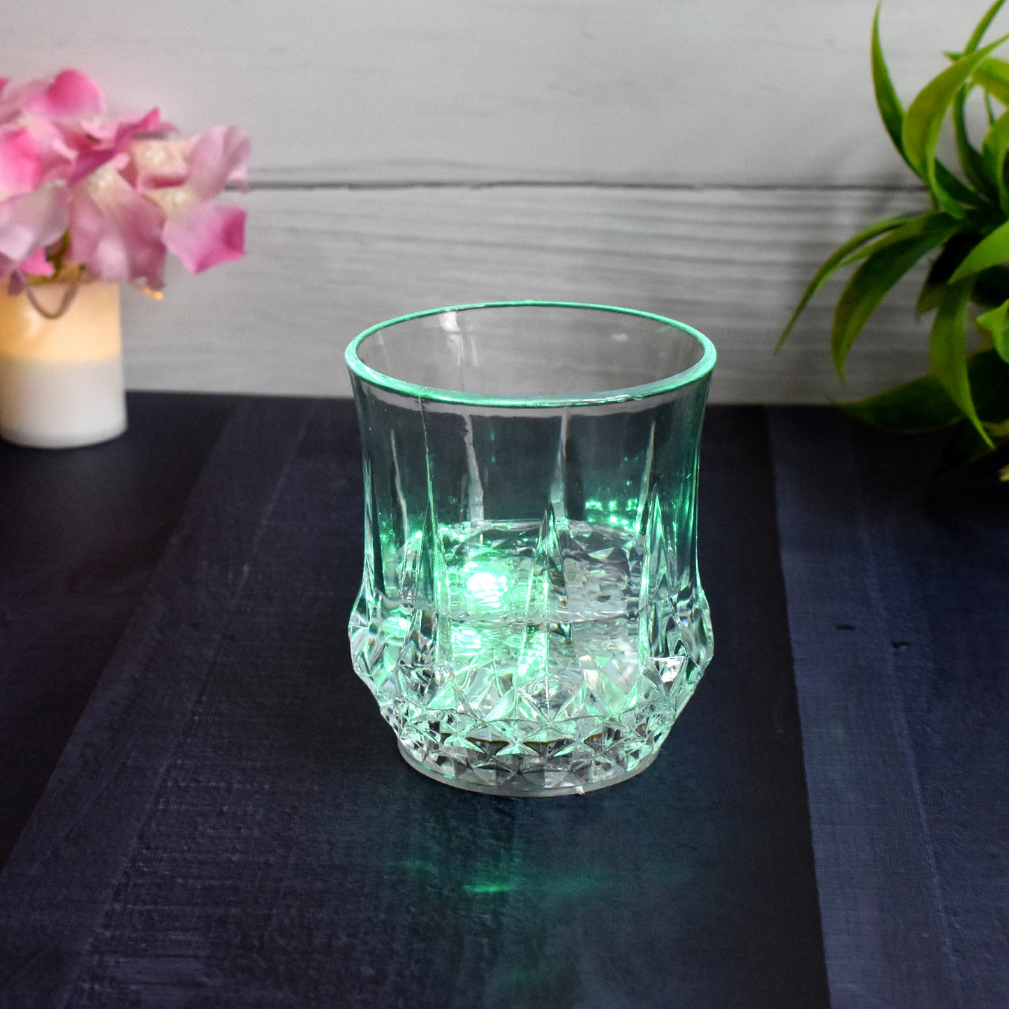 Wukusy LED light-up cup with rainbow color-changing water inductive feature, ideal for home improvement and decorative use.