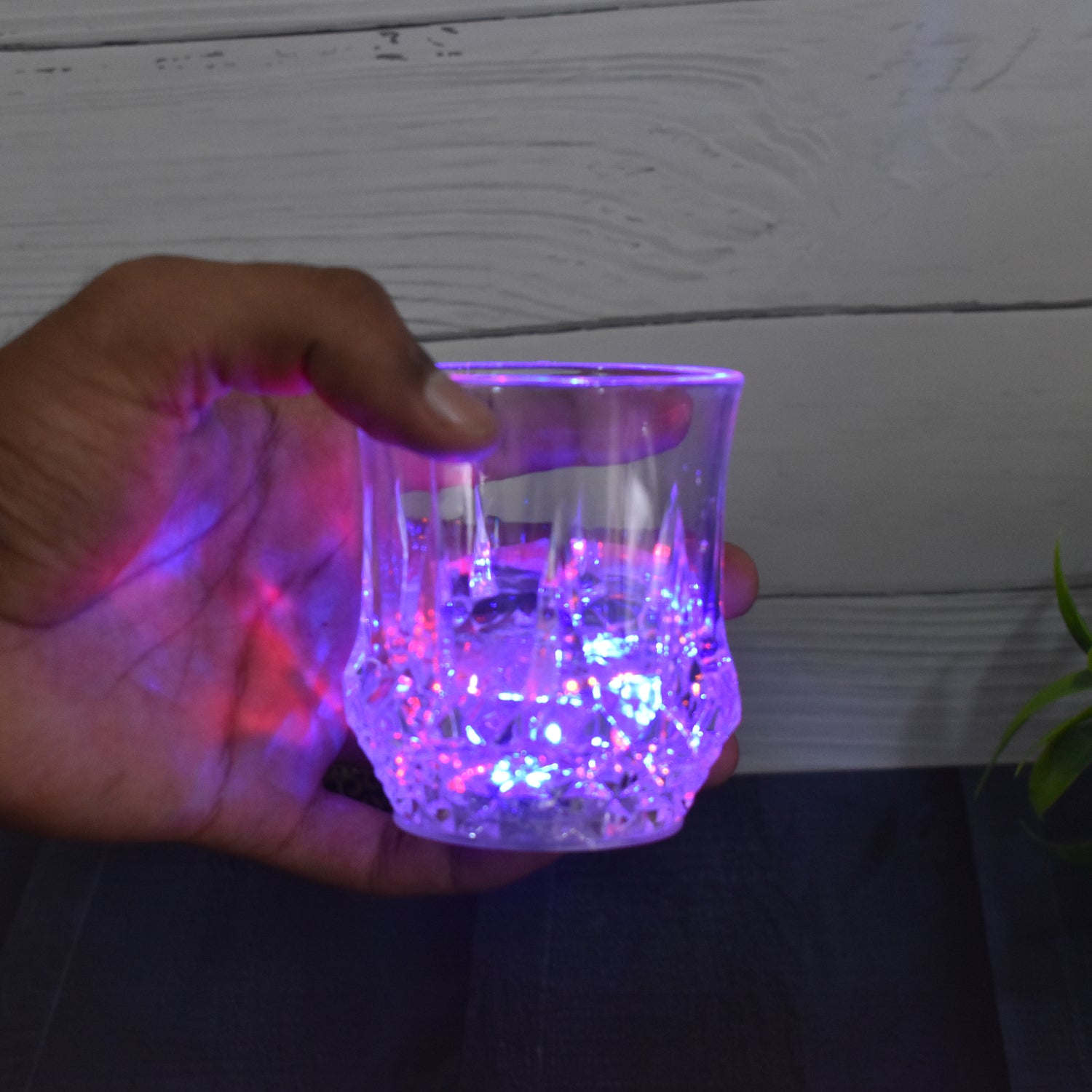 Wukusy LED light-up cup with rainbow color-changing LED, water inductive, ideal for home improvement and decorative use.