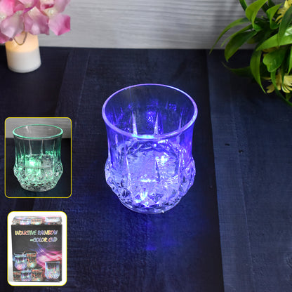Wukusy LED light-up cup with water, rainbow color-changing LED, designed for home improvement, showing the illuminated cup.