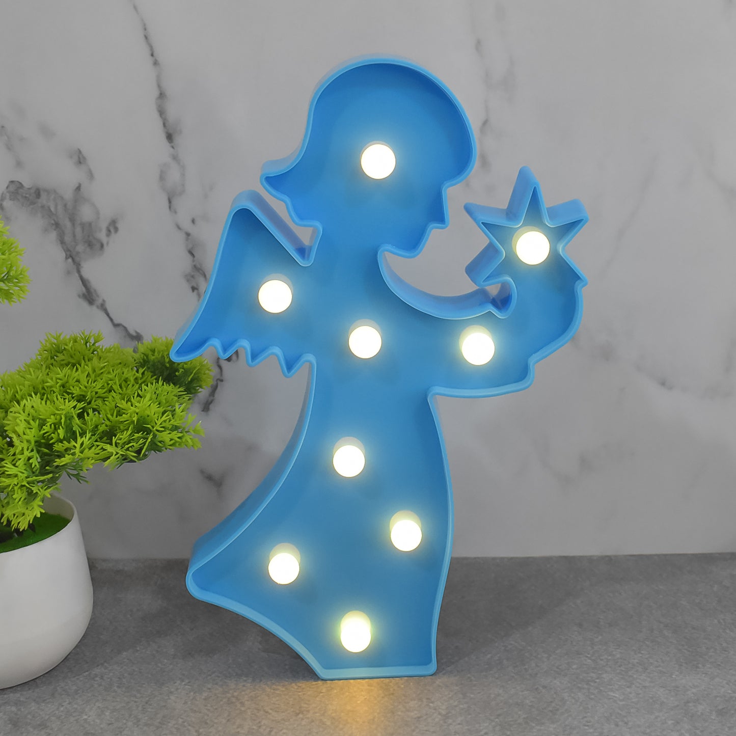Wukusy coconut tree LED night light table lamp on a bedside table, romantic home decor with warm glow, battery not included.