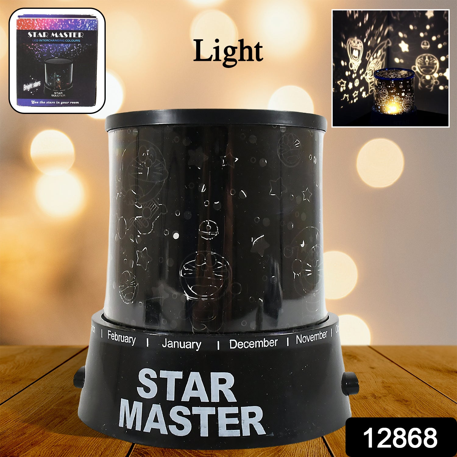 Wukusy LED projector night light with rotating lamps and music function, ideal for kids' bedrooms and home decor.