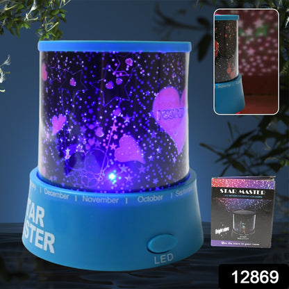 Wukusy LED projector night light with rotating lamps and music function, ideal for kids' bedrooms and home decor.