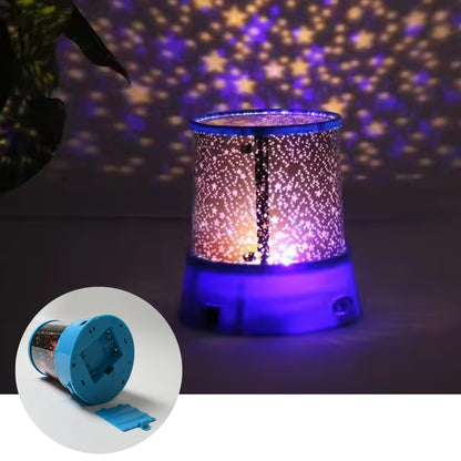 Wukusy LED projector night light with rotation and music function, battery-operated lamp for kids' bedrooms and home decor.