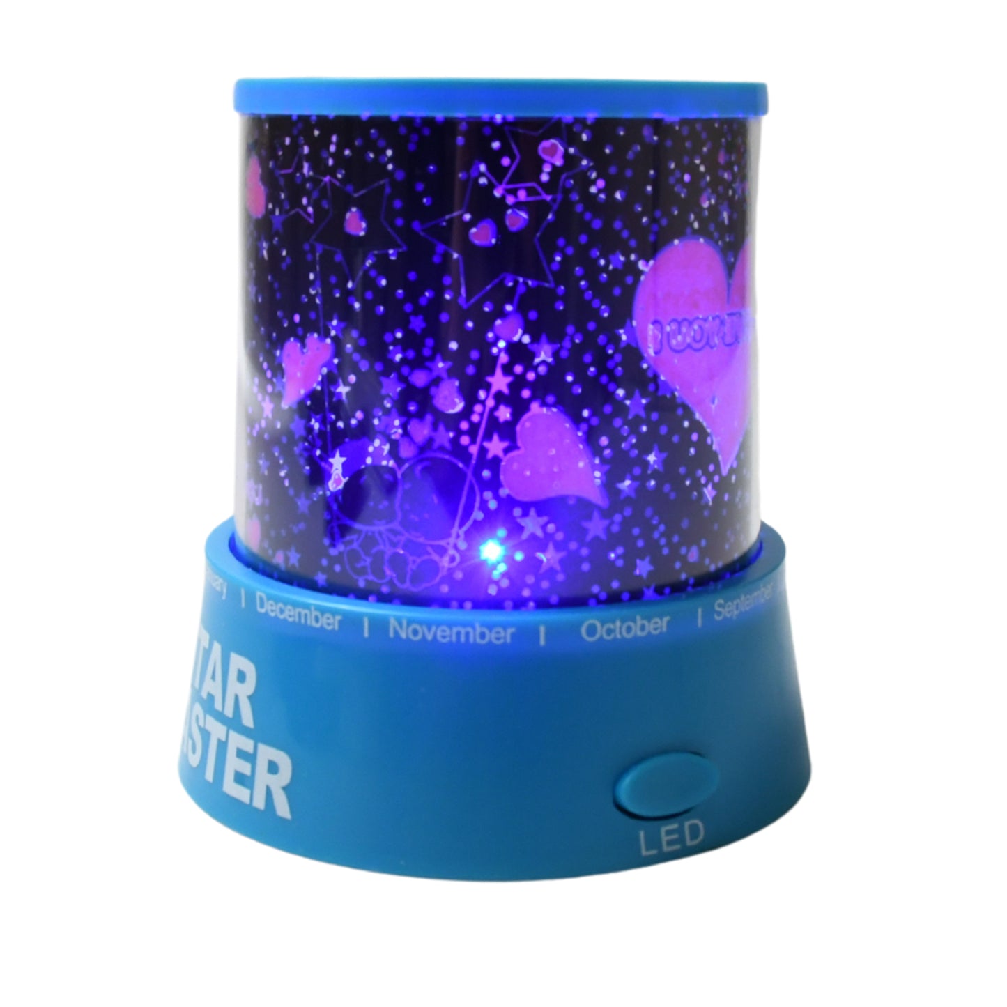 Wukusy LED projector night light with rotating lamps and music function, ideal for kids' bedrooms and home decoration.