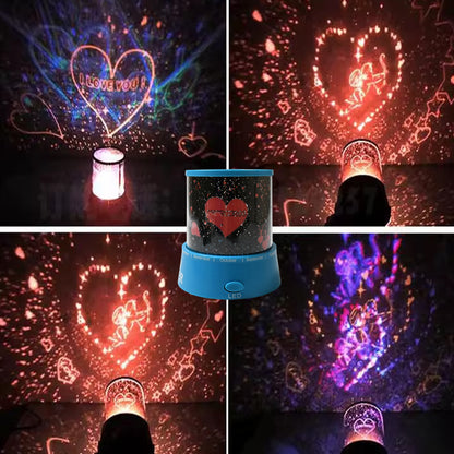 Wukusy LED projector night light with rotating lamps, music function, ideal for kids' bedrooms and home decor, battery not included.