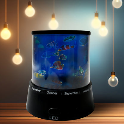 Wukusy LED projector night light with rotating lamps and music function, ideal for kids' bedrooms and home decor.