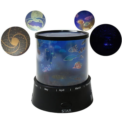 Wukusy LED projector night light with rotating lamps, music function, suitable for kids’ bedrooms and home decor, battery not included.