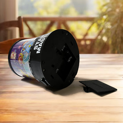 Wukusy LED projector night light with rotating lamps and music function, ideal for kids' bedrooms and home decoration.