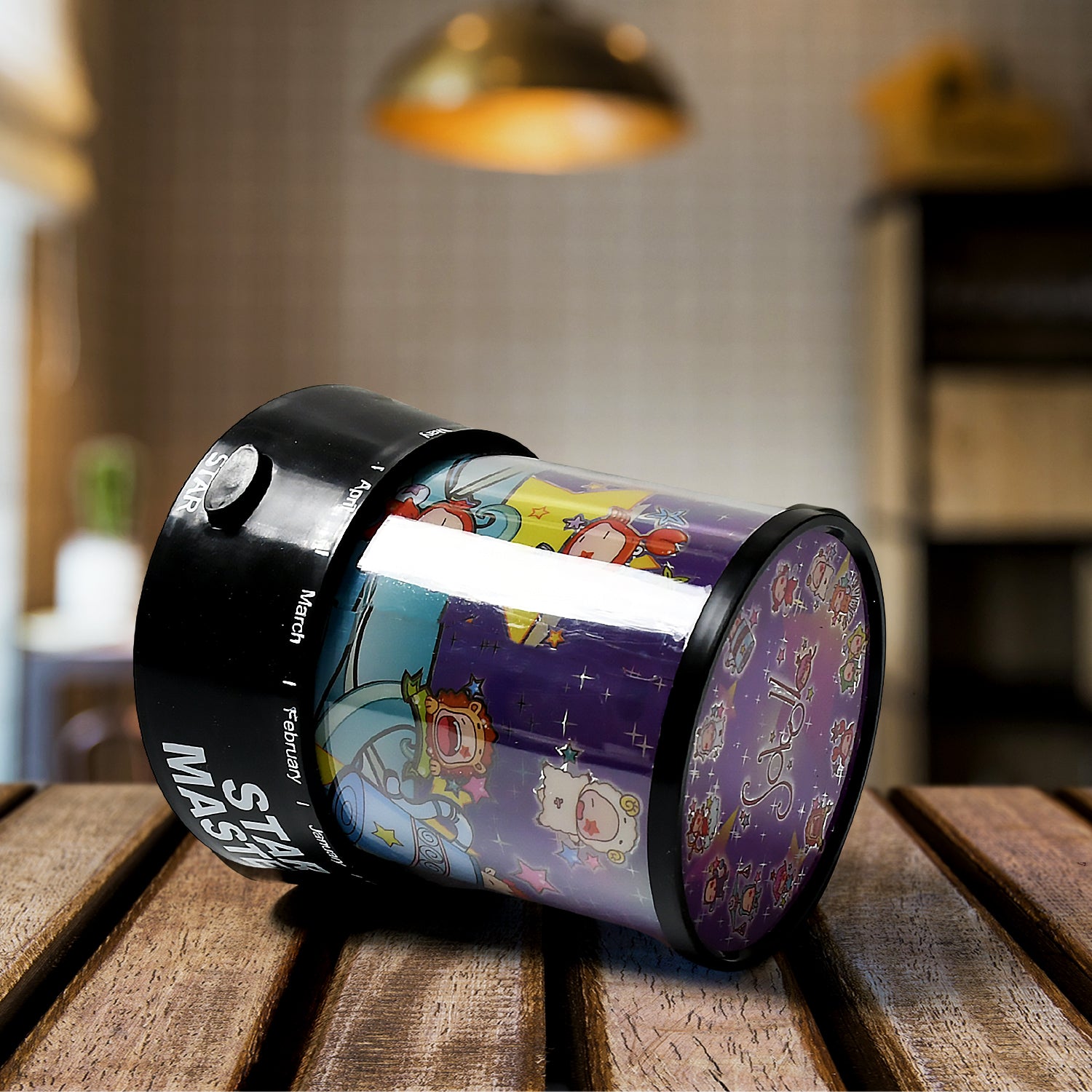 Wukusy LED projector night light with rotating lamps and music function, ideal for kids' bedrooms and home decoration.