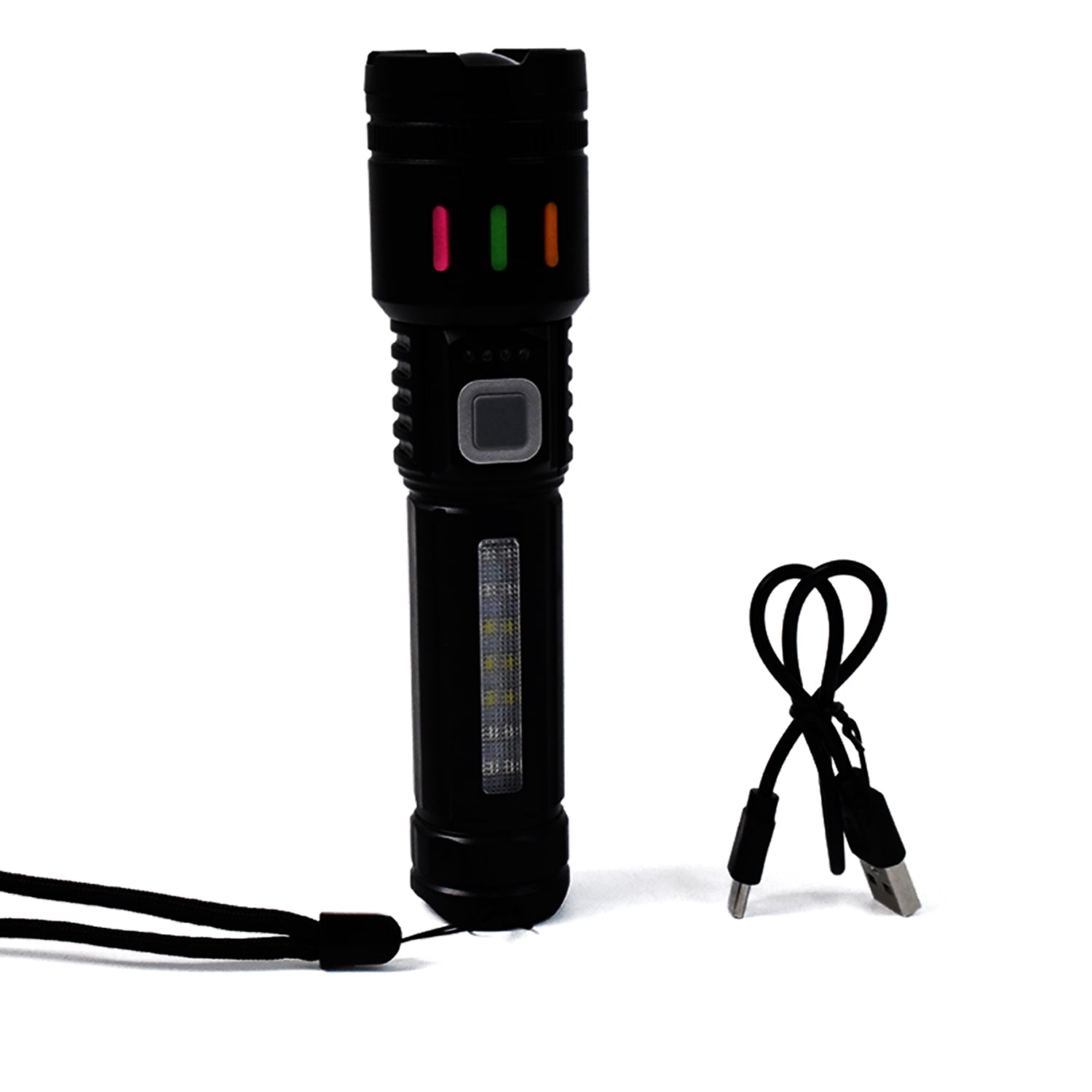 Wukusy LED torch flashlight with high lumens, fast charging, and zoom feature, ideal for home improvement and outdoor use.