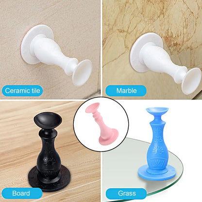 Light pink Wukusy washing machine door stopper holding the washing machine door open, made of durable material for home improvement.