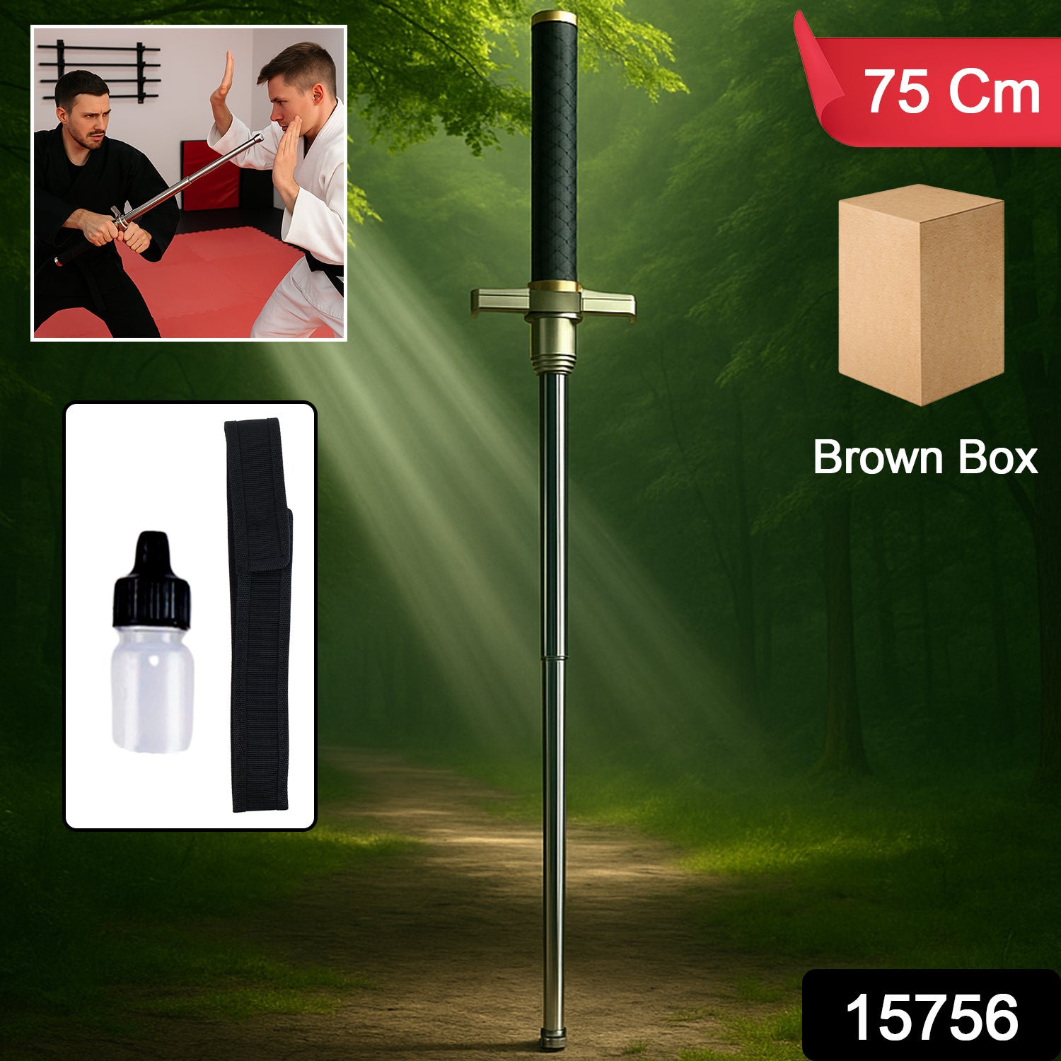 Wukusy lightweight folding walking stick with nylon bag cover, 75 cm, designed for home improvement and mobility support.