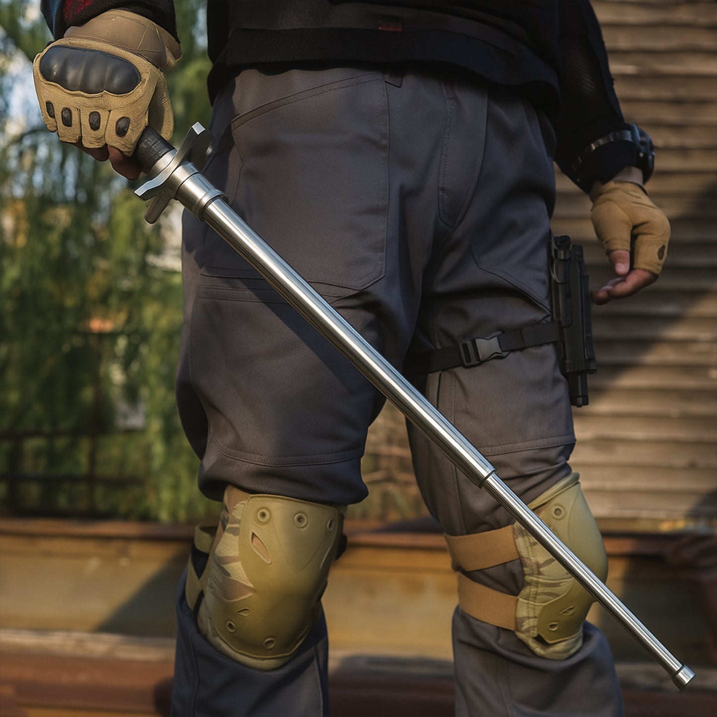 Wukusy lightweight folding walking stick with nylon bag cover, 75 cm, designed for home improvement and mobility support.