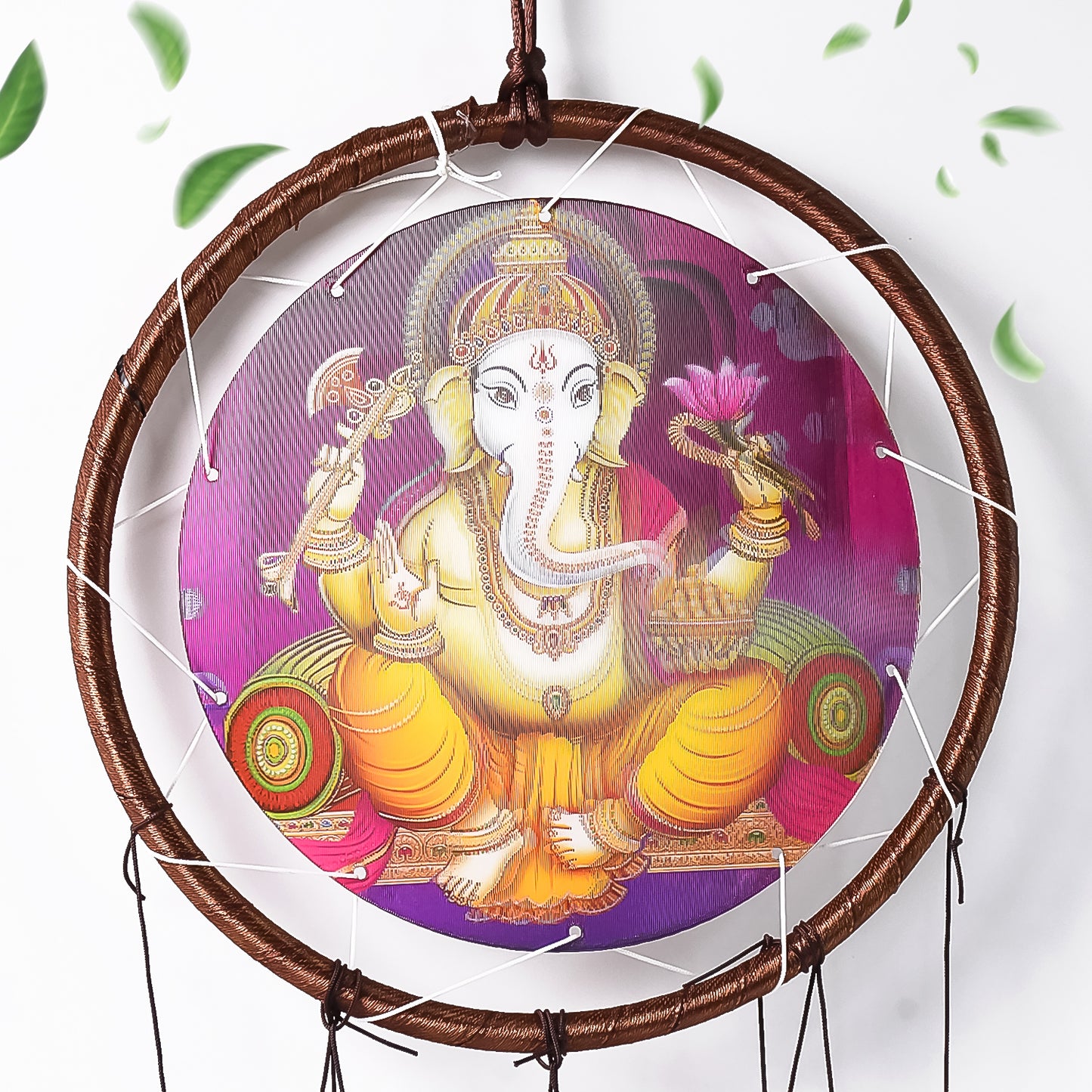 Wukusy Lord Ganesh outdoor hanging wind chime with intricate design, suitable for home decor and garden decoration.