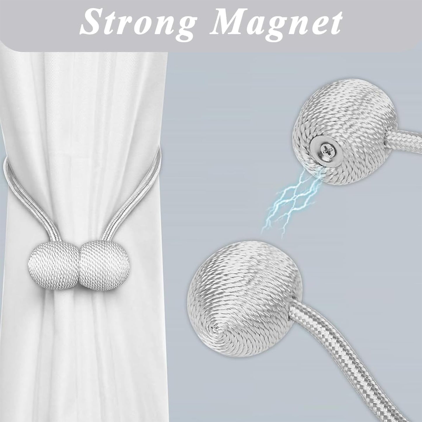 Wukusy magnetic curtain tiebacks set of two for home improvement, decorative fabric holdbacks for curtains