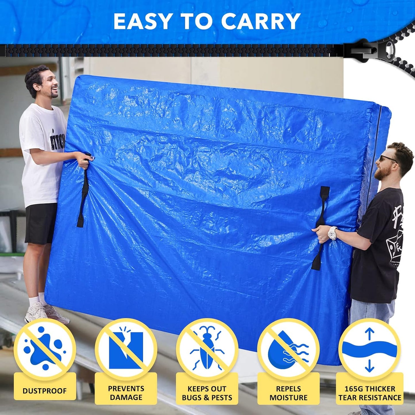 Wukusy mattress bag cover in size 236x136 cm, protective home improvement storage solution for mattresses.
