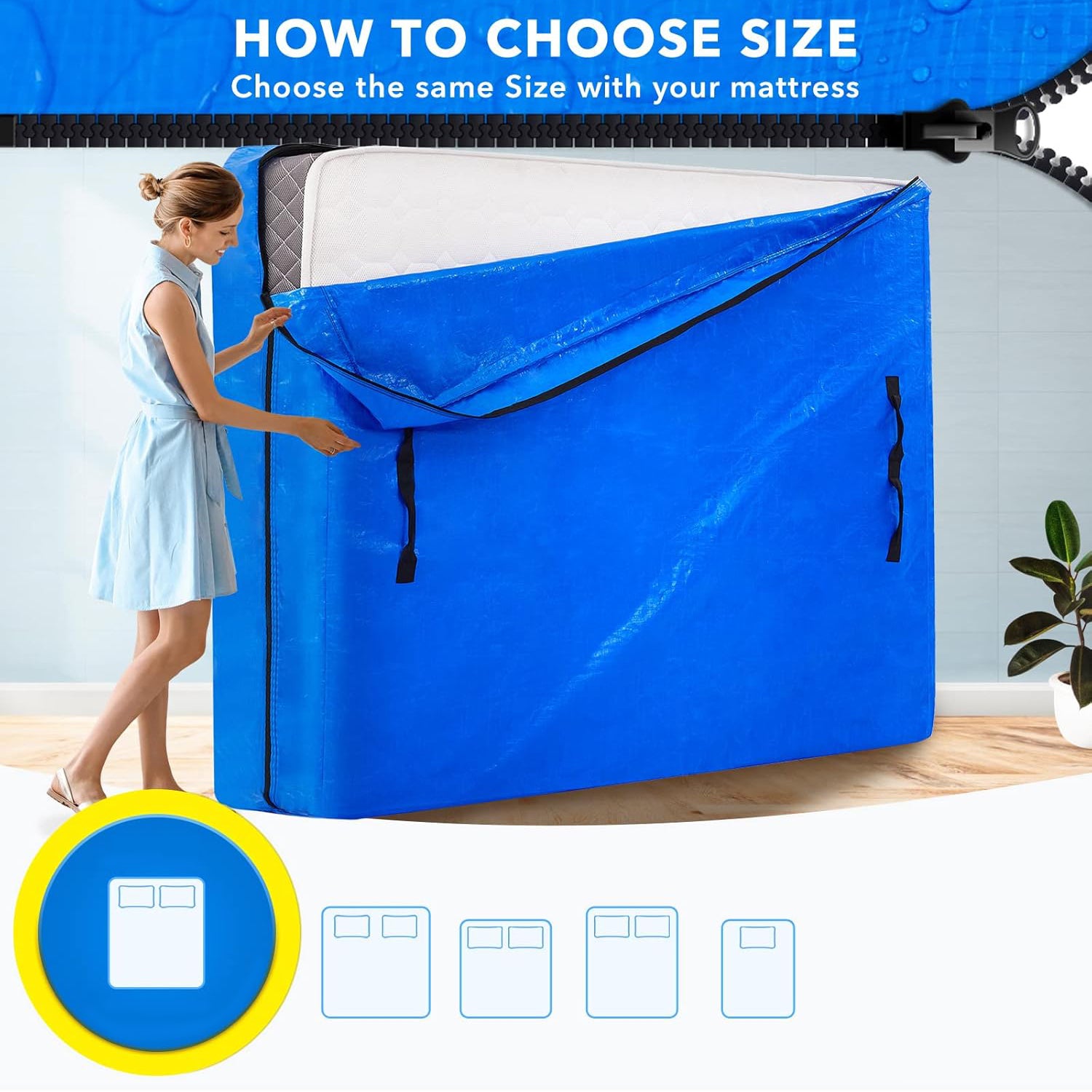 Wukusy mattress bag cover in white, 236x136 cm, designed for protecting mattresses during moving or storage.