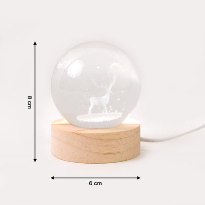 Wukusy Mela Crystal Ball Night Light with glass ball and wood base, perfect for home decor and ambient lighting.