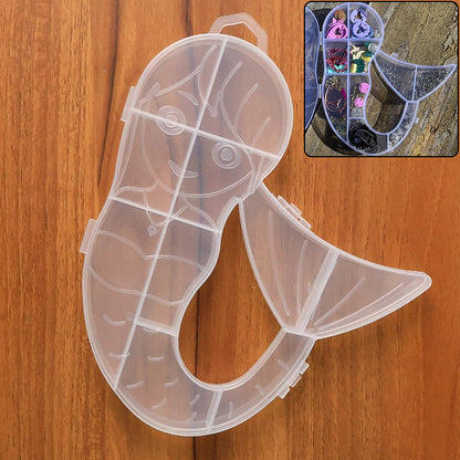 Wukusy mermaid-shaped plastic storage organizer box for home improvement, with compartments for organizing small items.
