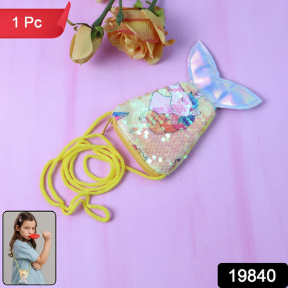 Wukusy mermaid tail-shaped kids sling bag with vibrant colors, designed for children, perfect for home or casual use.