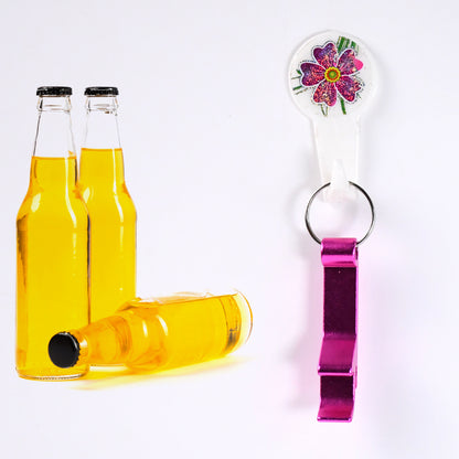Wukusy metal bottle opener keychain, compact home improvement tool, with keyring and durable metal construction.