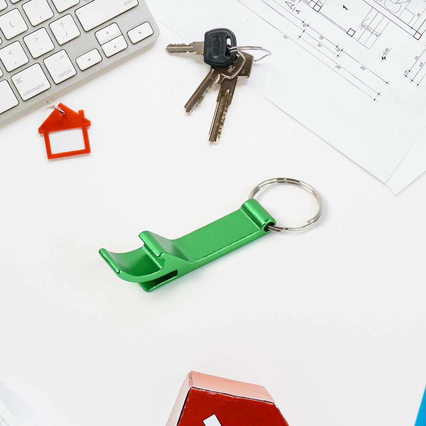 Wukusy metal bottle opener keychain for home improvement, compact and durable keychain with built-in bottle opener functionality.