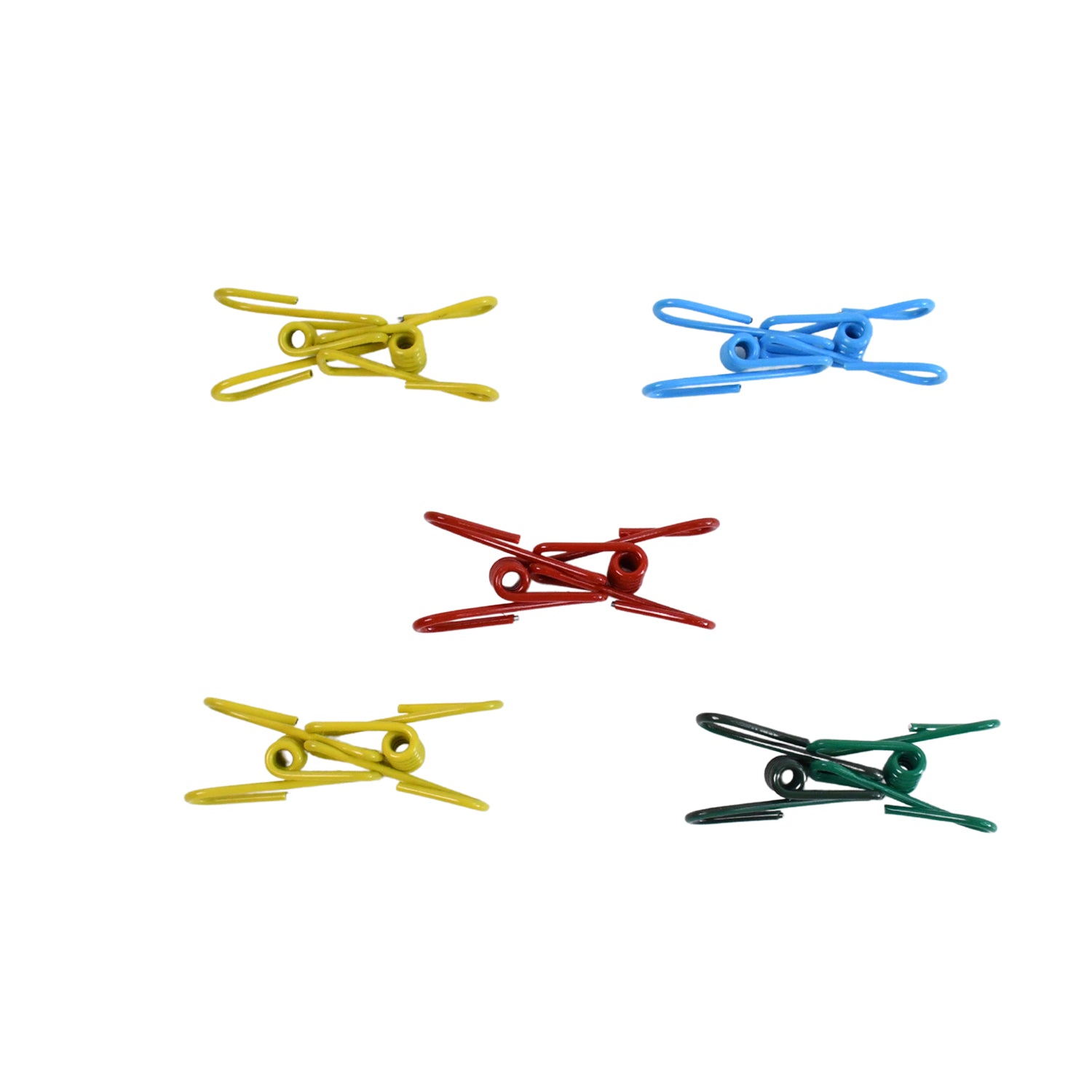 Set of five Wukusy metal clothes pins clips for home improvement, ideal for hanging laundry or organizing items.