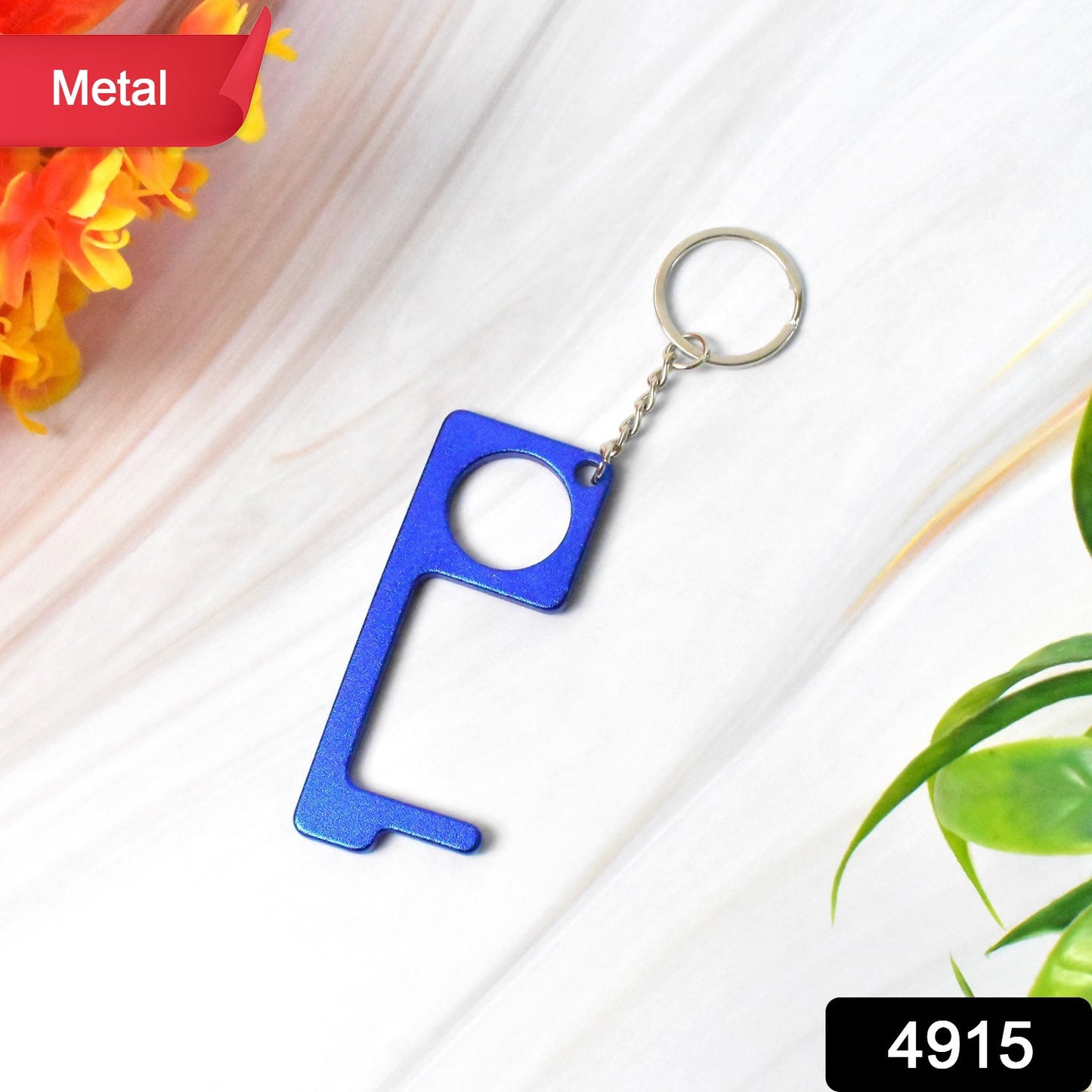 Wukusy metal key shape keychain door opener tool, compact home improvement accessory for easy door handle opening.