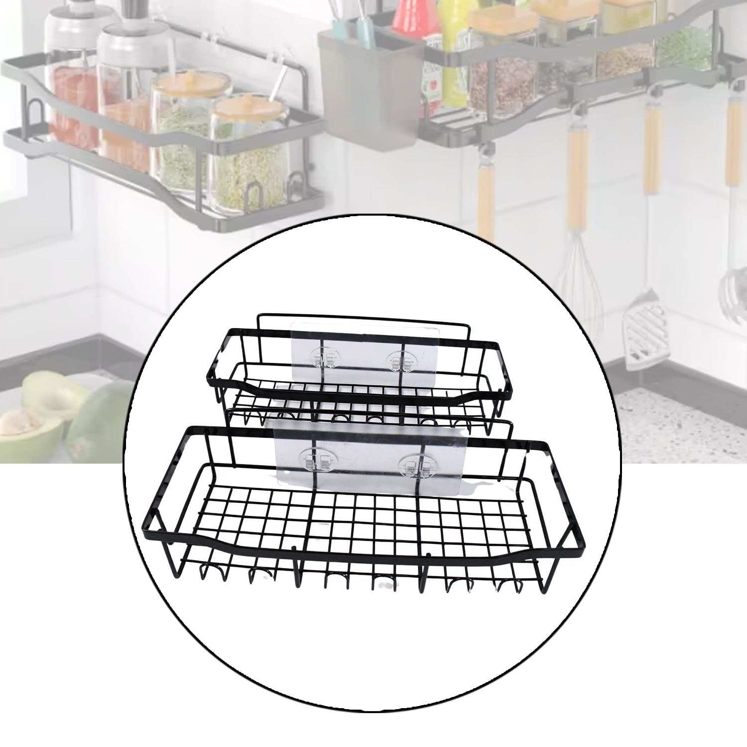 Wukusy metal shower basket and bathroom organizer combo, 5-piece set with durable bathroom storage for toiletries and accessories.
